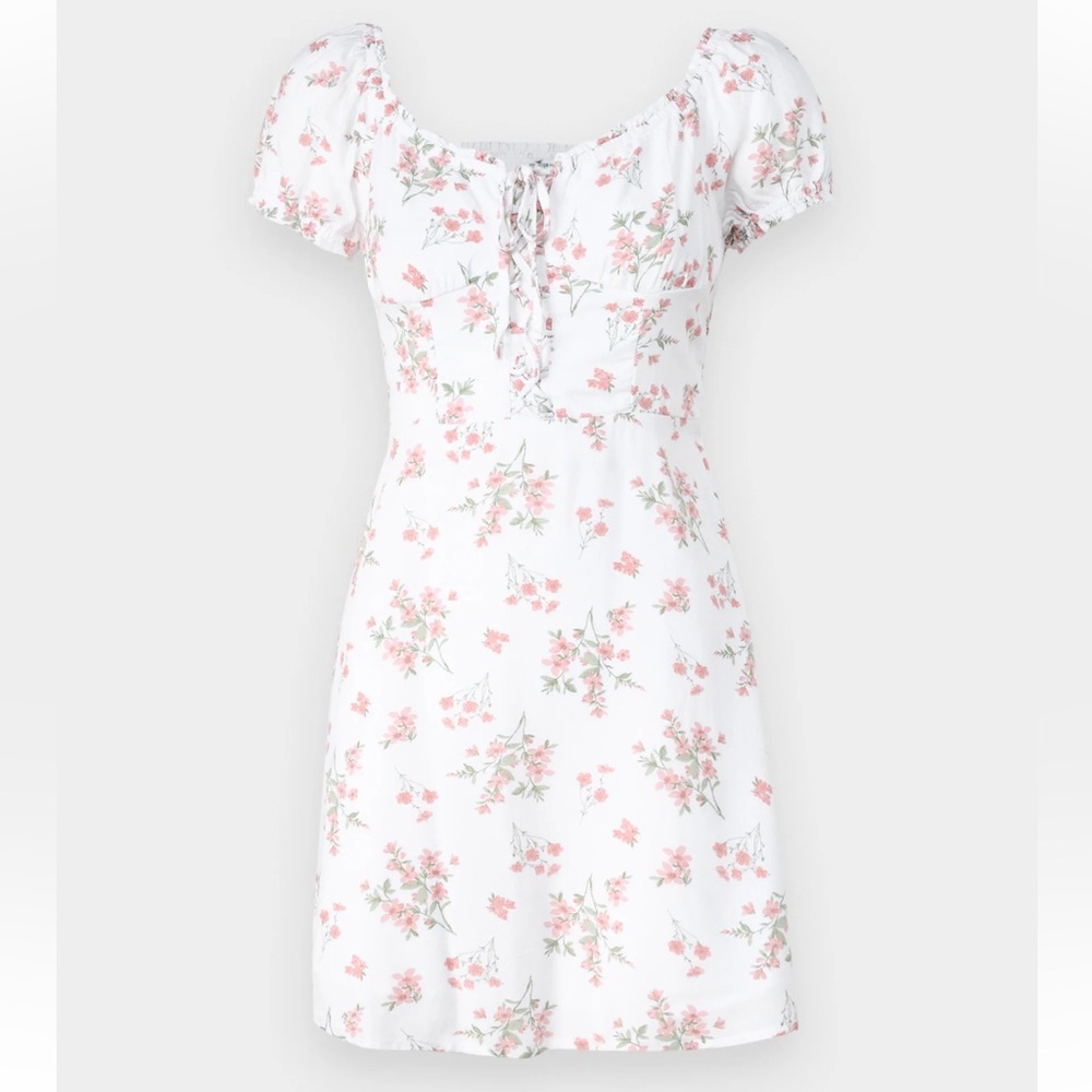 Hollister White Dress with Pink Floral Accents